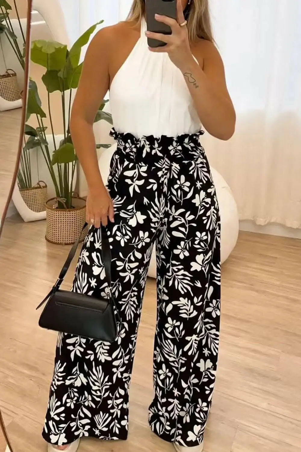 Chic high waist patterned trousers - Love Salve